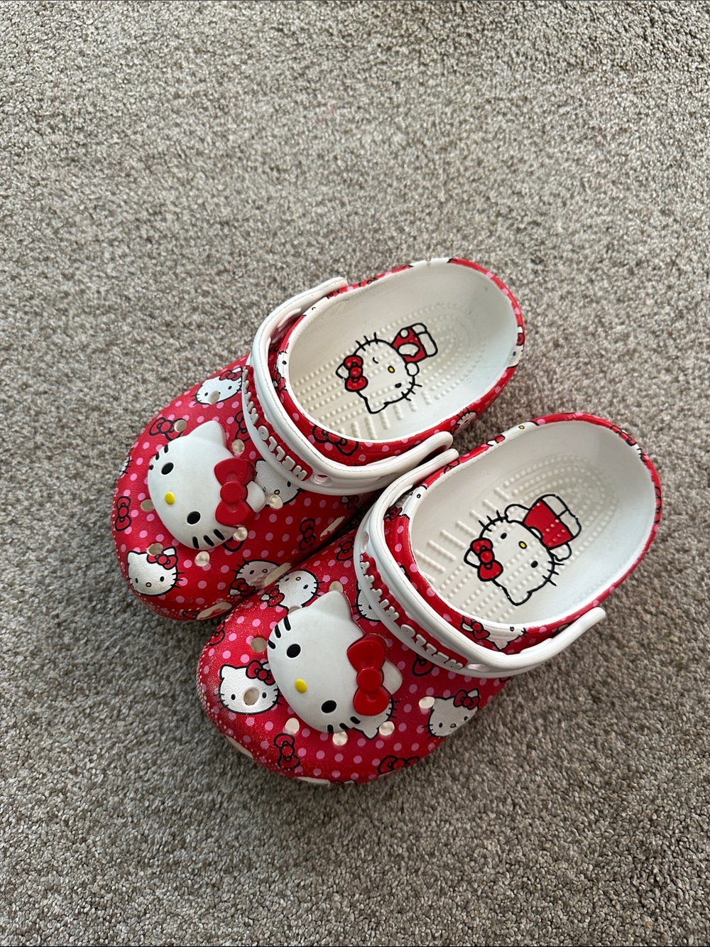 Hello Kitty Red  Kids Crocs  - Cute Slip-On Shoes size 1